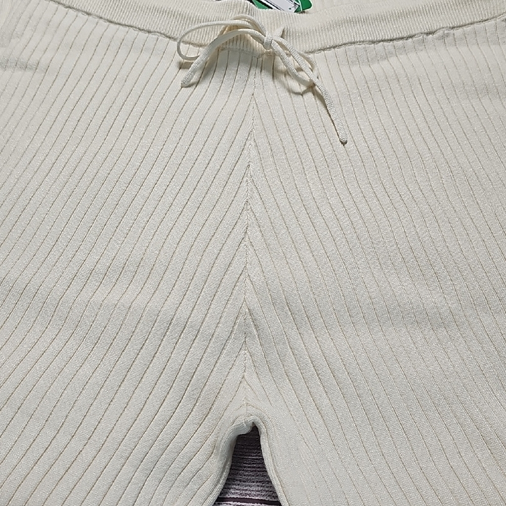 NWT L PINK Victoria's Secret Cream Ribbed Pajama Pants - Picture 6 of 10